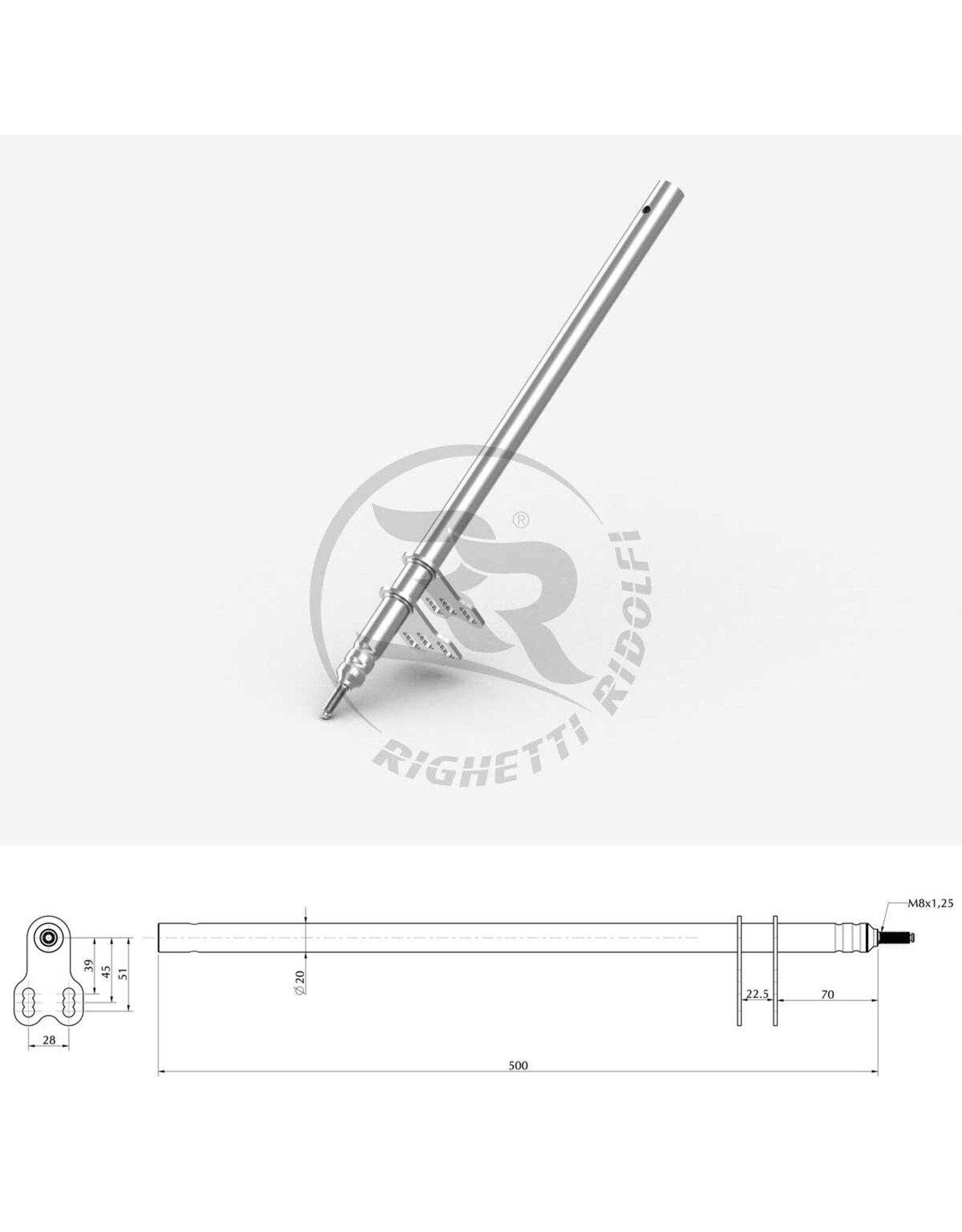 Righetti Ridolfi RR Stuurstang M8 L=500MM  (Type Birel)