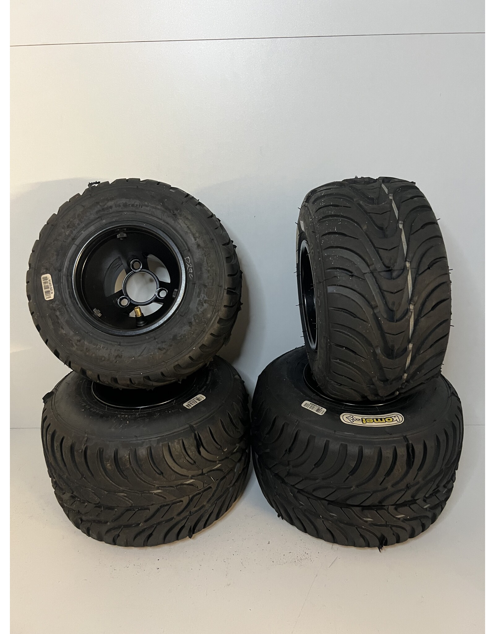 Used Komet K1W rain tyres with new Topkart aluminium rims 130-180MM