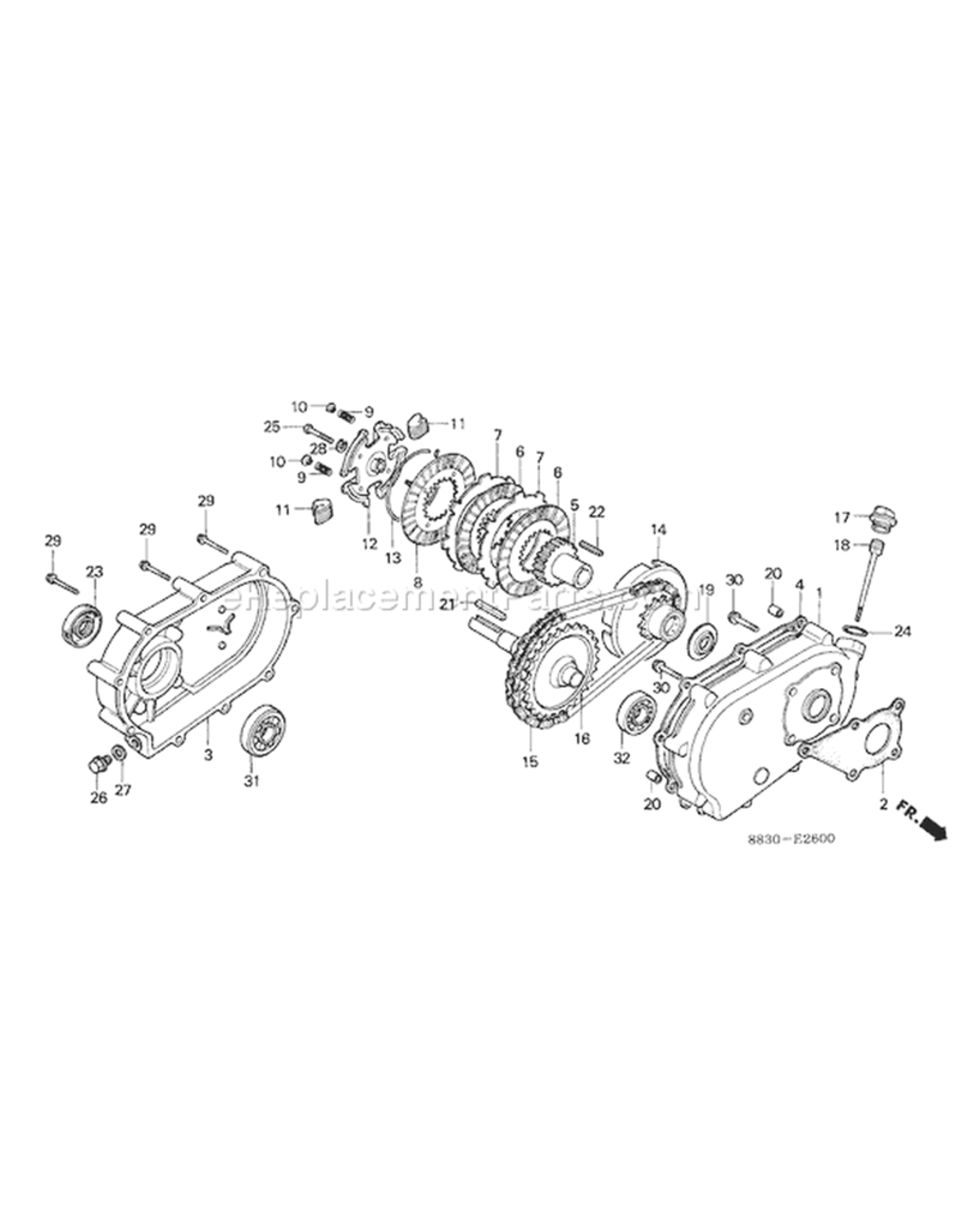 Honda Honda GX160/200/270 Reductiekast dop grijs (natte koppeling)