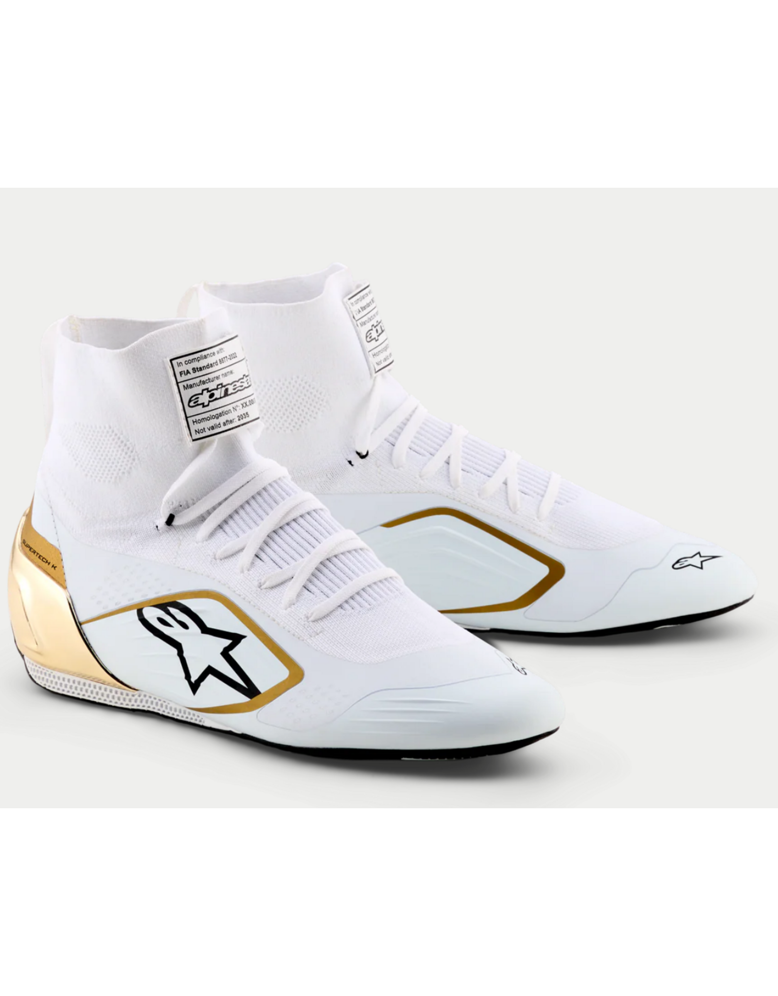 Alpinestars Alpinestars Supertech K Fia kartschoenen Wit / Zwart / Goud