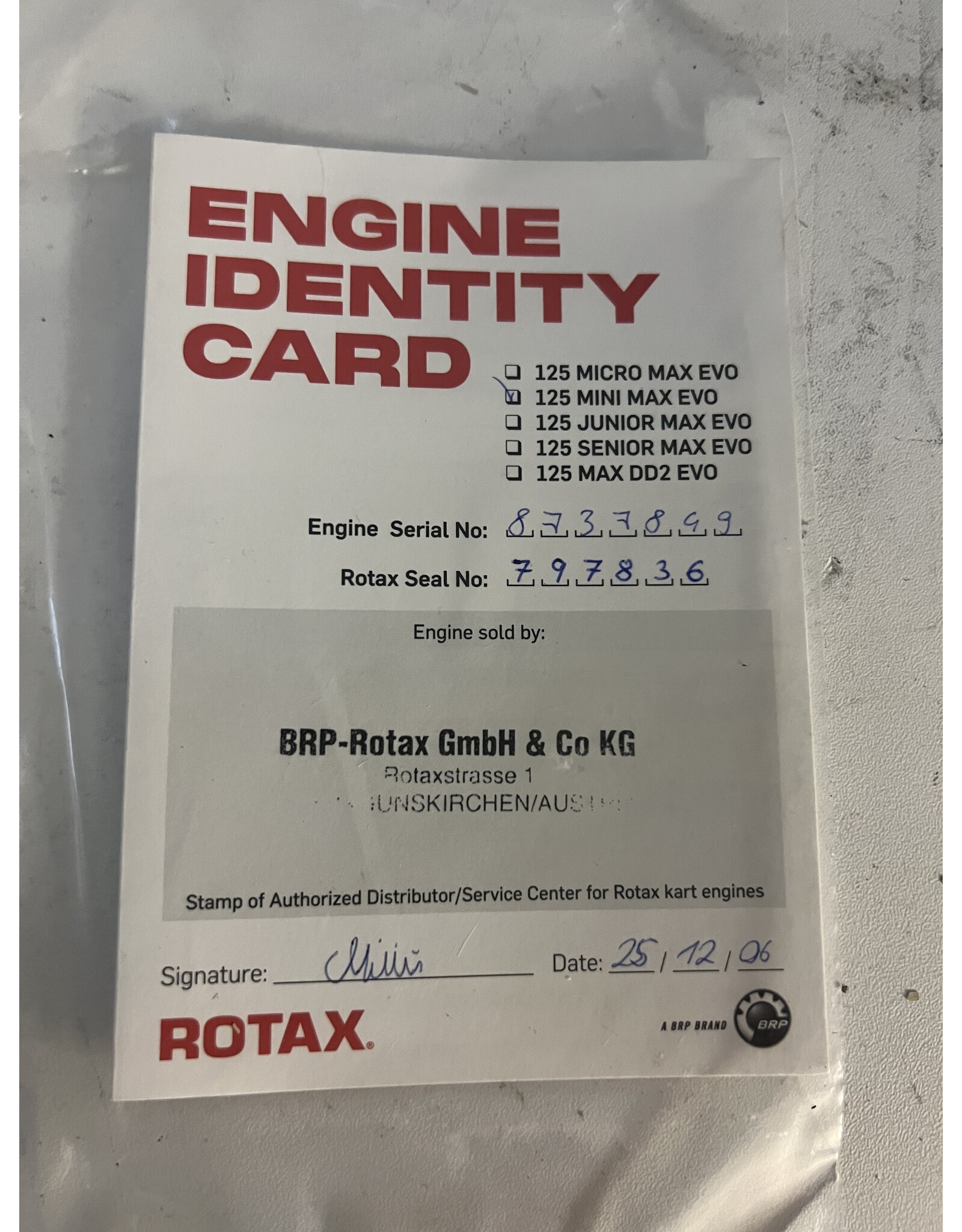 Rotax Max Gebruikt Rotax Minimax motorset 12/2025 (Rotax Grand finals)