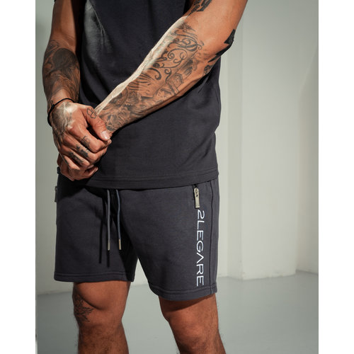 2LEGARE Embroidery Short - Antra/White 2LEGARE Embroidery Short - Antra/White