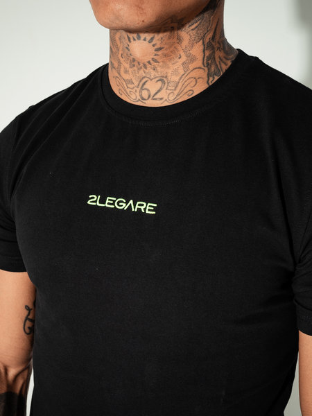 2LEGARE Small Logo T-Shirt - Black/Neon Yellow