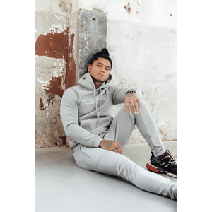 2LEGARE Embroidery Tracksuit - Light Grey/White