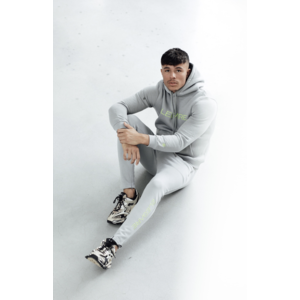 2LEGARE Embroidery Tracksuit - Light Grey/Neon Yellow
