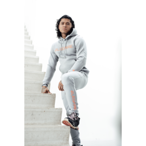 2LEGARE Embroidery Tracksuit - Light Grey/Neon Pink