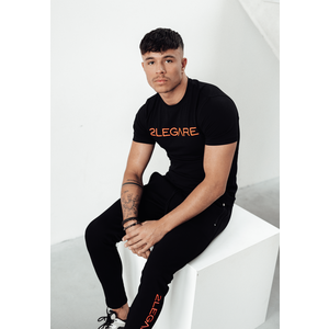 2LEGARE Embroidery T-Shirt - Black/Neon Pink