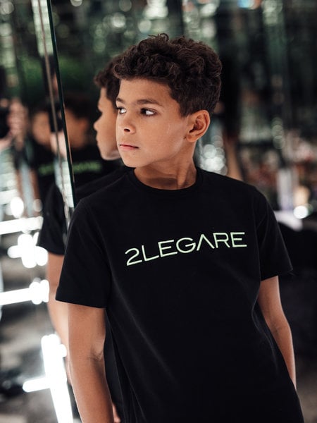 Kids Embroidery T-Shirt - Black/Neon Green