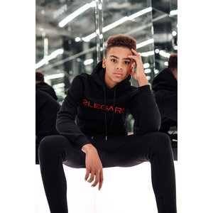 2LEGARE Kids Embroidery Hoodie - Black/Neon Pink