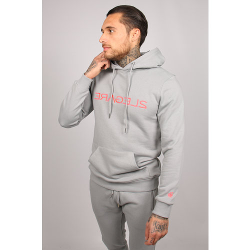 2LEGARE Logo Embroidery Hoodie - Light Grey/Neon Pink 2LEGARE Logo Embroidery Hoodie - Light Grey/Neon Pink