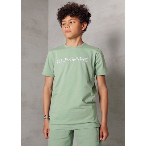 2LEGARE Kids Embroidery T-Shirt - Light Army