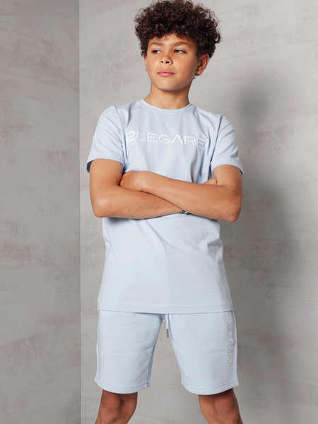 2LEGARE Kids Embroidery T-Shirt - Light Blue
