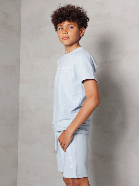 2LEGARE Kids Embroidery T-Shirt - Light Blue