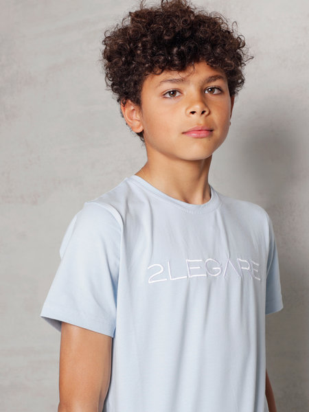 2LEGARE Kids Embroidery T-Shirt - Light Blue