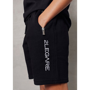 2LEGARE Kids Embroidery Short - Black/White