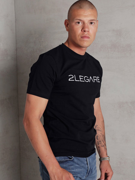 2LEGARE Embroidery T-Shirt - Navy/White