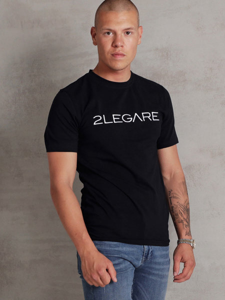 2LEGARE Embroidery T-Shirt - Navy/White