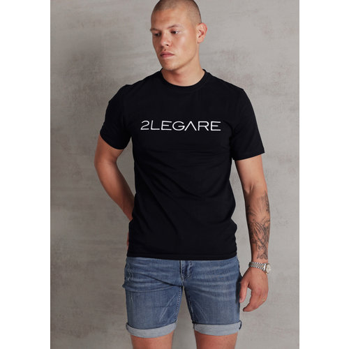 2LEGARE Embroidery T-Shirt - Navy/White