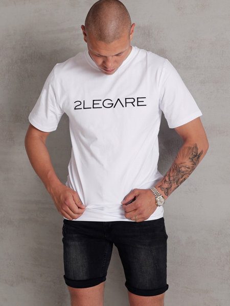 2LEGARE Embroidery T-Shirt - White/Black