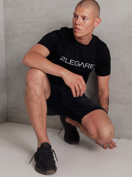 2LEGARE Embroidery T-Shirt - Black/White