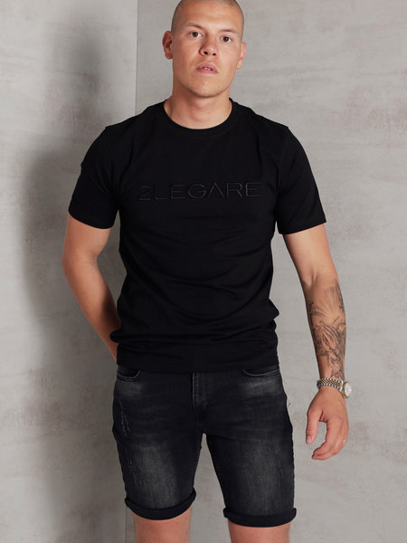 2LEGARE Embroidery T-Shirt - Black/Black