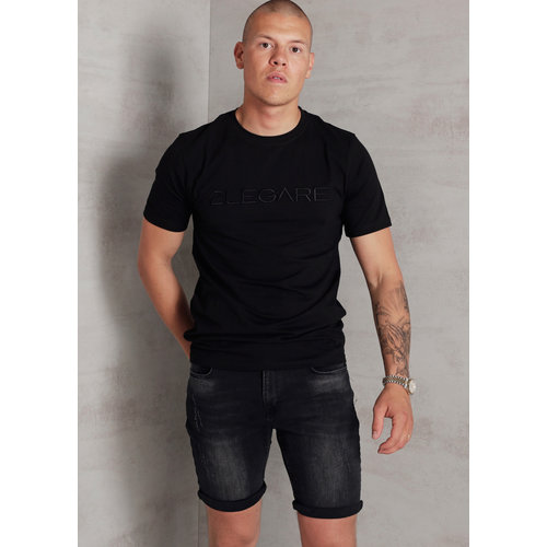 2LEGARE Embroidery T-Shirt - Black/Black