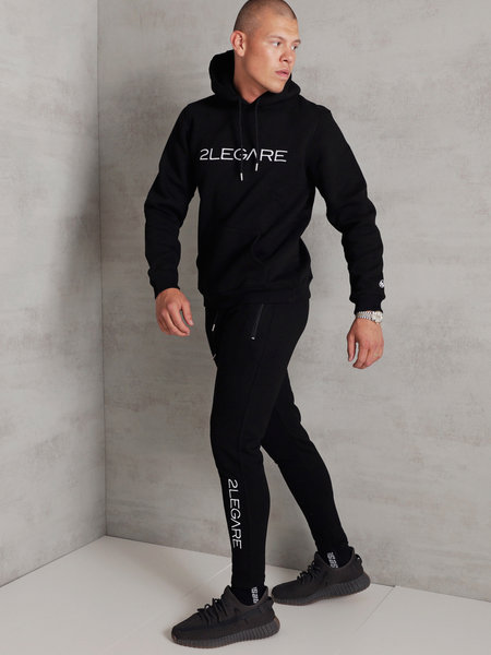 2LEGARE Embroidery Tracksuit - Black/White