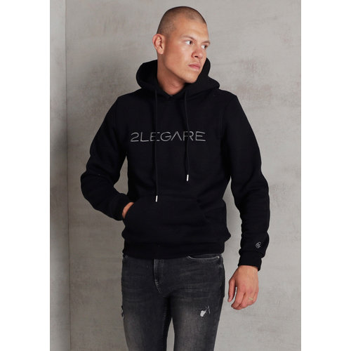 2LEGARE Logo Embroidery Hoodie - Black/Antra 2LEGARE Logo Embroidery Hoodie - Black/Antra
