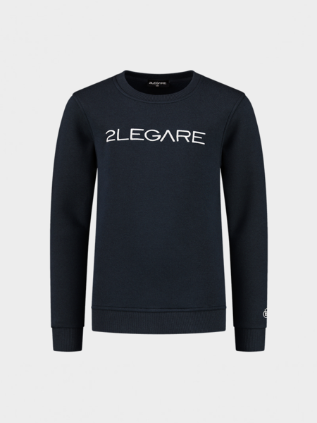 2LEGARE Kids Embroidery Sweater - Navy/White