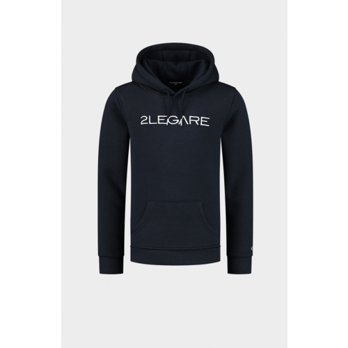 2LEGARE Kids Embroidery Hoodie - Navy/Wit 2LEGARE Kids Embroidery Hoodie - Navy/Wit