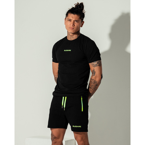 2LEGARE Small Logo T-Shirt - Black/Neon Yellow