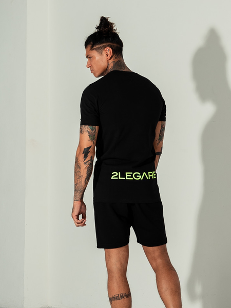 2LEGARE Small Logo T-Shirt - Black/Neon Yellow