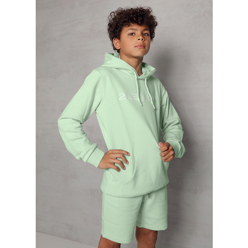 2LEGARE Kids Embroidery Hoodie - Light Army