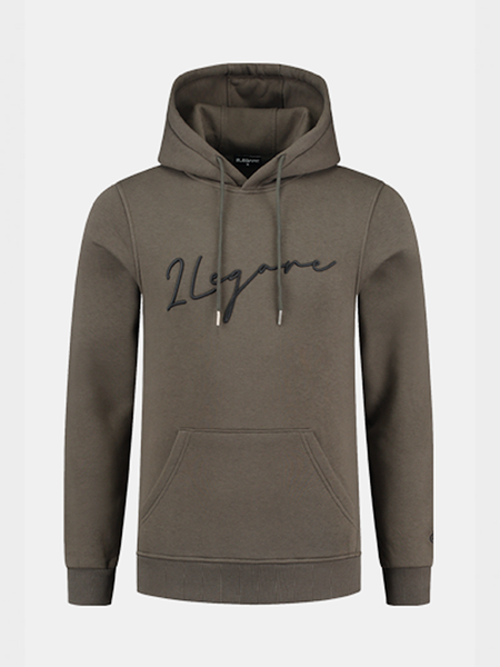 2LEGARE Embroidery Signature Hoodie - Army Black