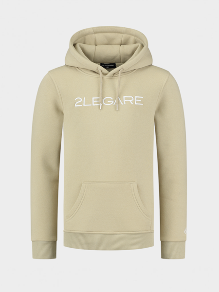 2LEGARE Kids Embroidery Hoodie - Sand/Wit