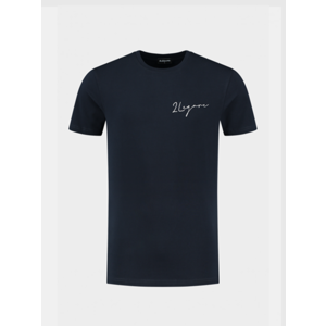2LEGARE Embroidery Signature T-Shirt - Navy/White