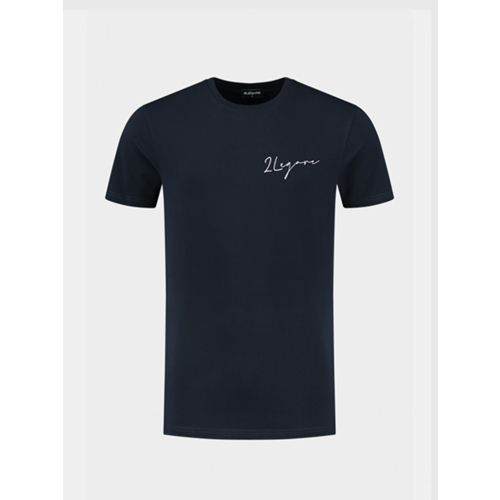 2LEGARE Embroidery Signature T-Shirt - Navy/White 2LEGARE Embroidery Signature T-Shirt - Navy/White