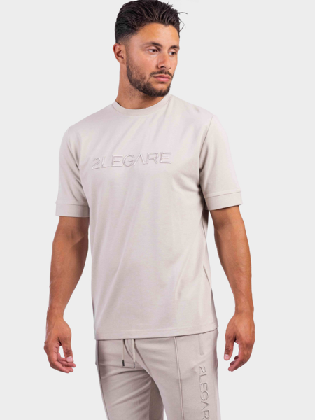 2LEGARE Oversized Logo T-Shirt - Dove Grey