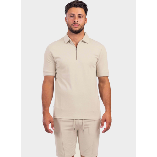 2LEGARE Zip Polo - Beige