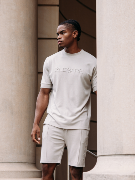 2LEGARE Oversized Logo T-Shirt - Dove Grey