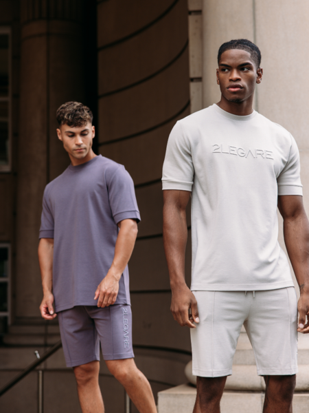 2LEGARE Oversized Logo T-Shirt - Dove Grey