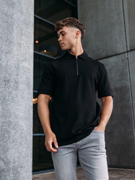 2LEGARE Zip Polo - Black