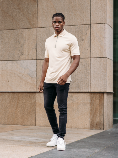 2LEGARE Rover Zip Polo - Beige