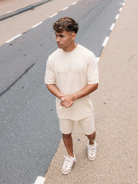 2LEGARE Oversized Jaxon T-Shirt - Beige