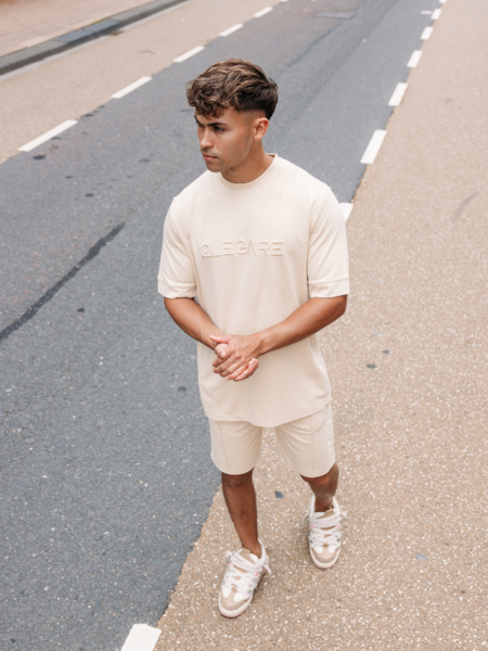 2LEGARE Oversized Logo T-Shirt - Beige