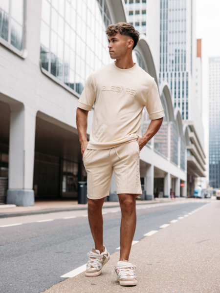 2LEGARE Oversized Logo T-Shirt - Beige