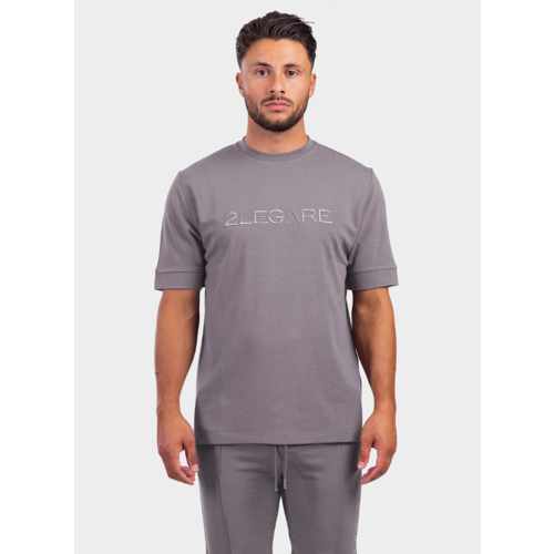 2LEGARE Oversized Logo T-Shirt - Steel Grey