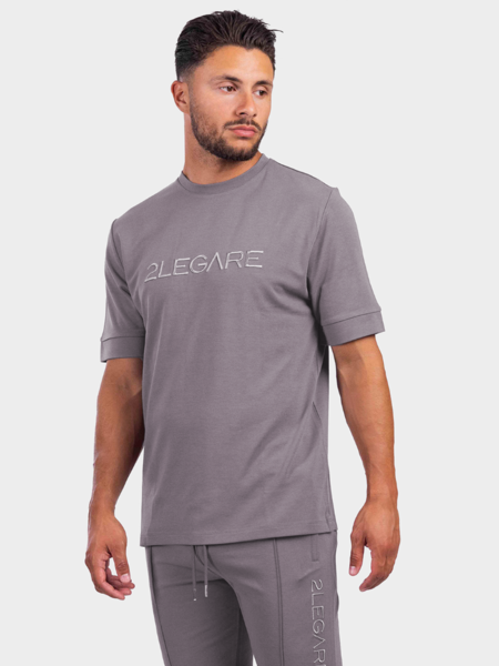 2LEGARE Oversized Logo T-Shirt - Steel Grey