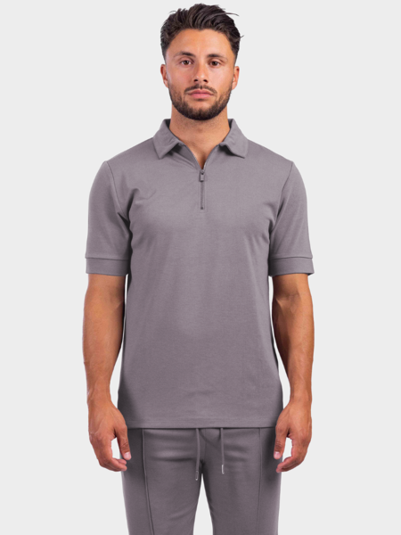 2LEGARE Zip Polo - Steel Grey