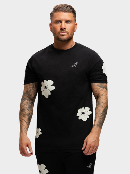 2LEGARE Flower T-Shirt - Black/White